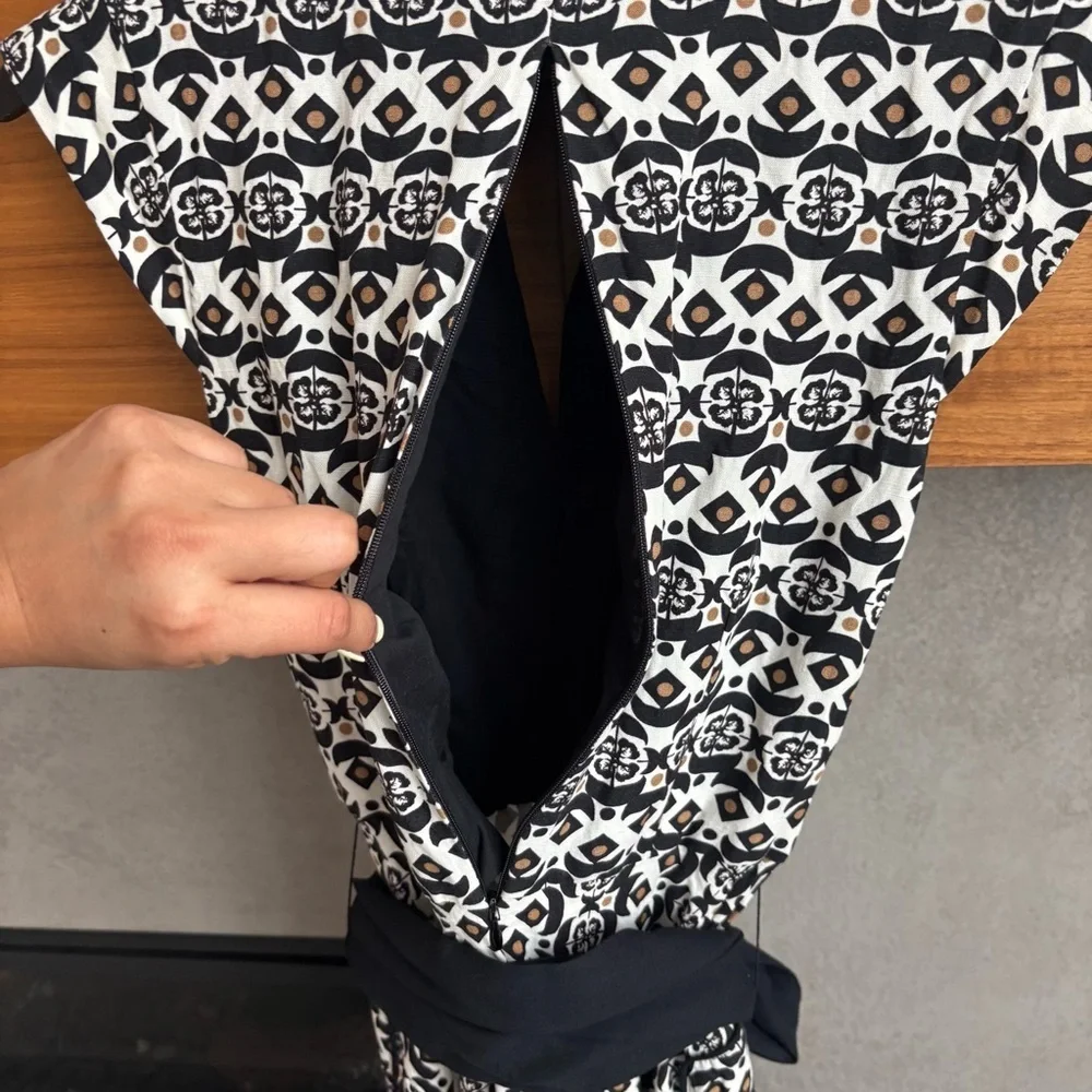 MANTSHO X H&M PATTERNED LINEN-BLEND MAXI DRESS, SIZE 4